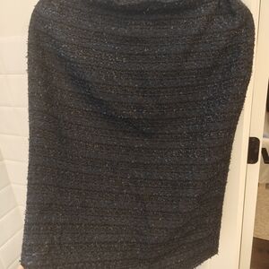Elegant Black and Blue Tweed Pencil Skirt